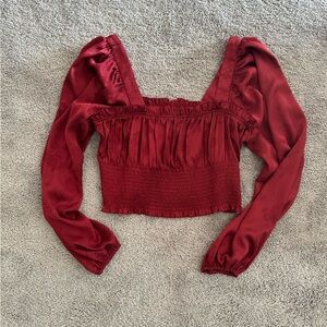 Red Ruffle Cropped Blouse